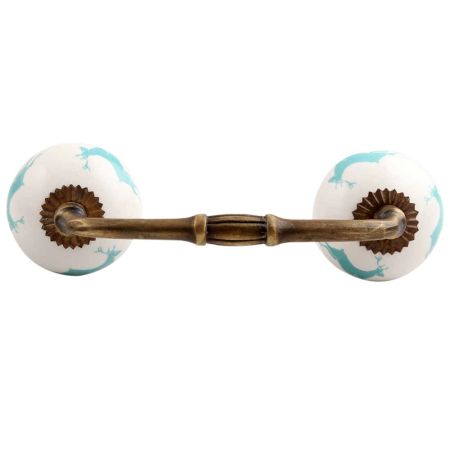 Sea Green Running Rein Deer Pattern Ceramic Bridge Handle